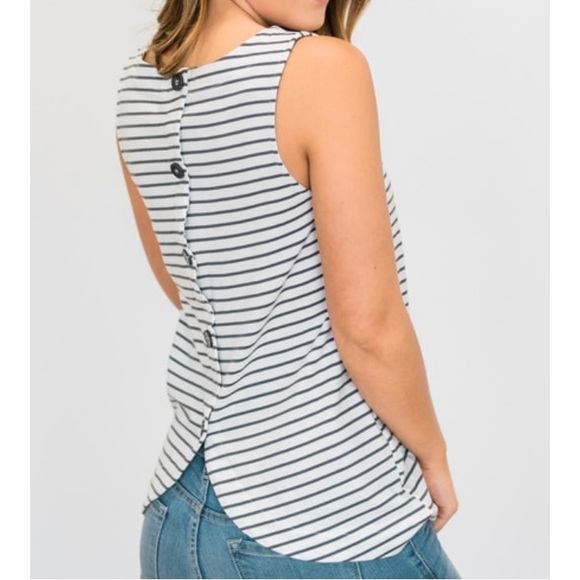 Button Back Striped Tank - Picture 4 of 7